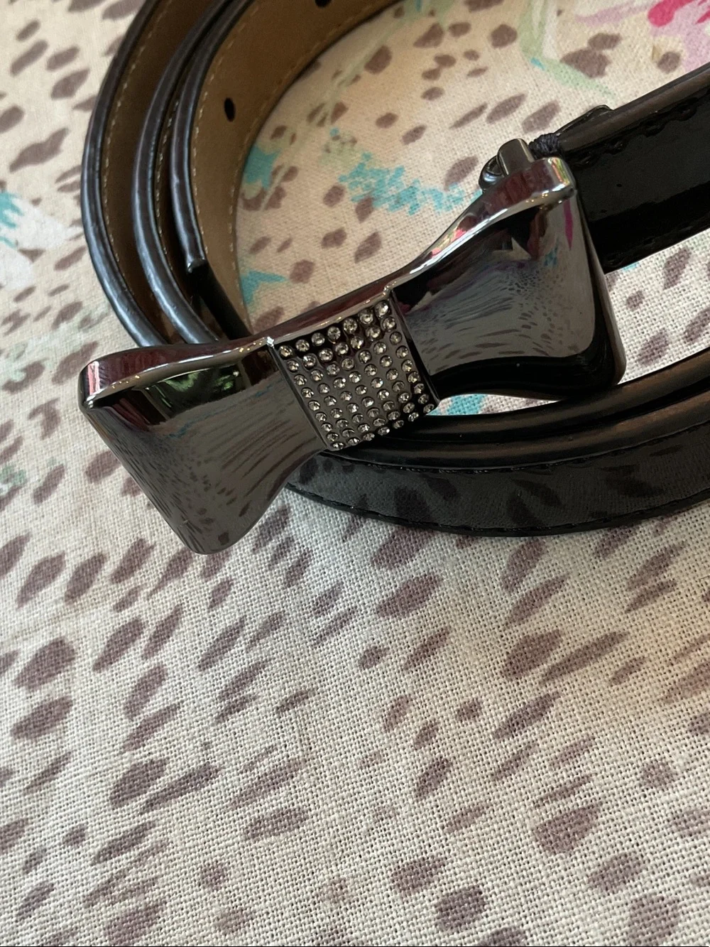 Talbots Black Patent Bow Buckle Belt